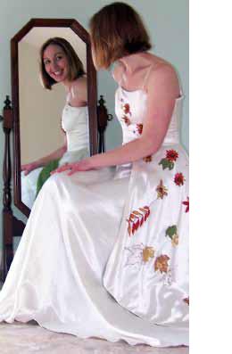 Custom wedding gown made of hemp silk