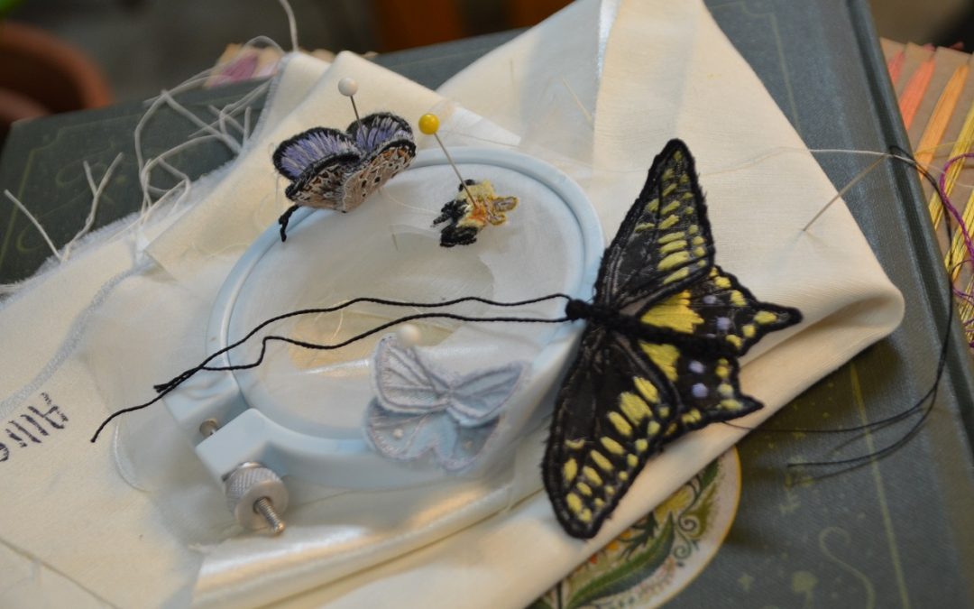 Hand embroidered butterflies